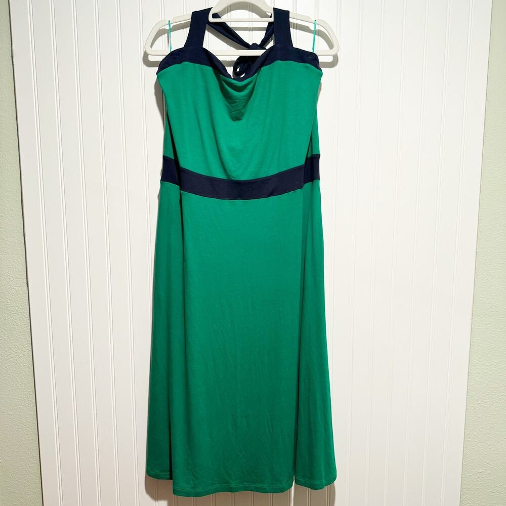 Boden Green Dress with Navy Trim